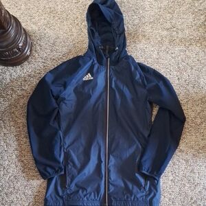 Adidas Men's Dark Blue Hooded Windbreaker
